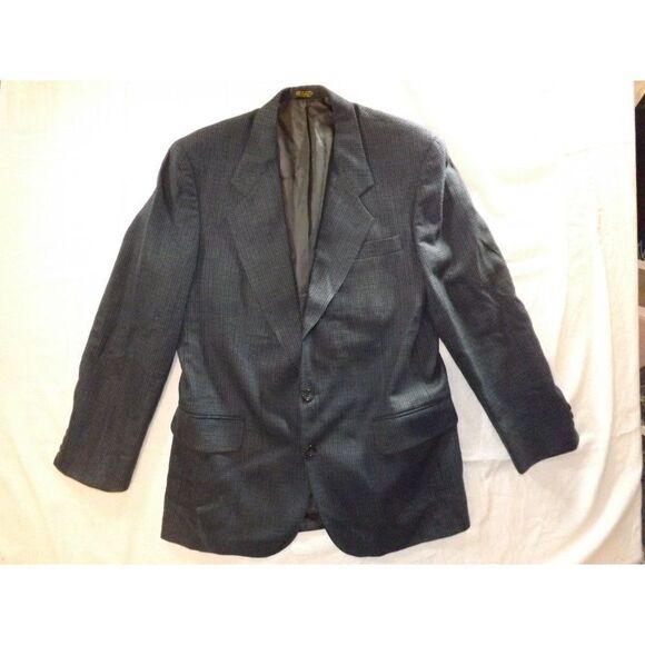 Oscar De La Renta Blazer Men Sz 40 R 2 Button‎ Blue Tweed Long Sleeve - Picture 1 of 7